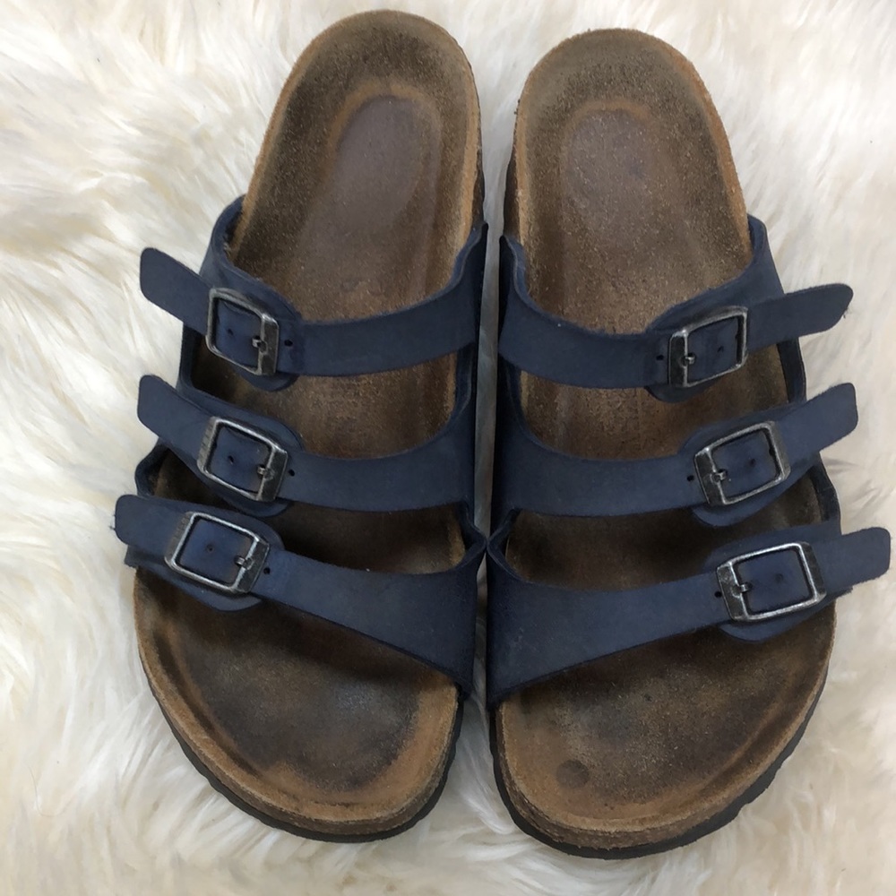 SOLD Navy blue Three Buckle Birkenstock Sandals 38 - Picture 3 of 9